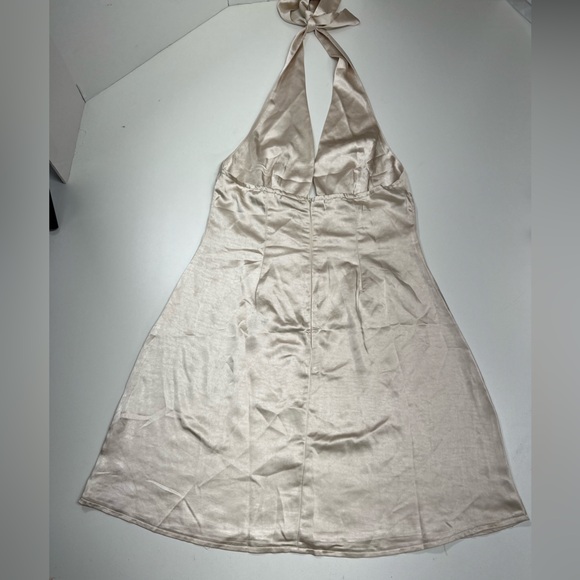 Selfie Leslie Falling Star Plunging Halter Mini Dress New With Tag Champagne M - Picture 4 of 12